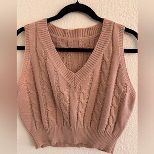 Women's Cable Knit Sweater Vest - Pink